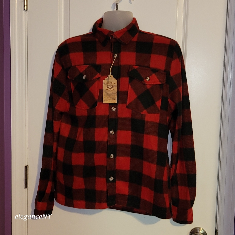 Telluride Men's Red/Black Plaid Flannel Shirt Sz: M NWT - Picture 1 of 5